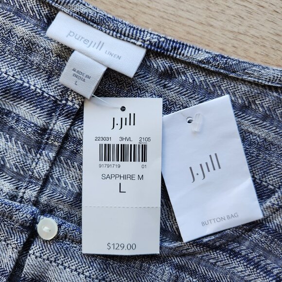 NWT Pure Jill Linen Tunic Maxi Shift Dress Key-Hole Sleeveless Pocket Sapphire - Picture 12 of 12